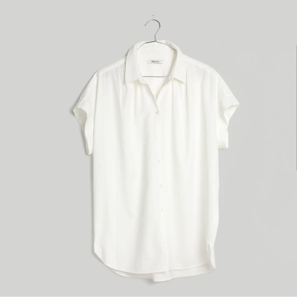 Madewell White Blouse Short Sleeves Relaxed Fit